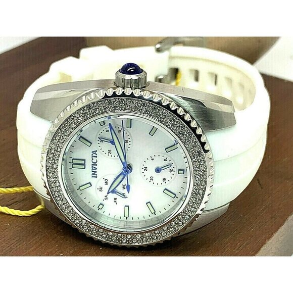 Invicta Women's Watch 28486 Angel 38mm White Dial Crystals Accent Rubber Strap - Picture 9 of 13